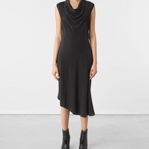 AllSaints Malina Silk Asymmetrical Dress